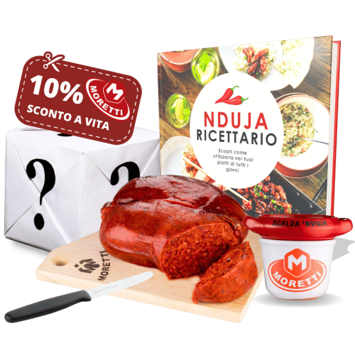 'Nduja di Spilinga con ricettario, scalda 'nduja, tagliere, coltello, codice sconto e bonus segreto
